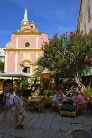 France, Haute Corse, Calvi, place Crudeli, Sainte-Marie-Majeure church