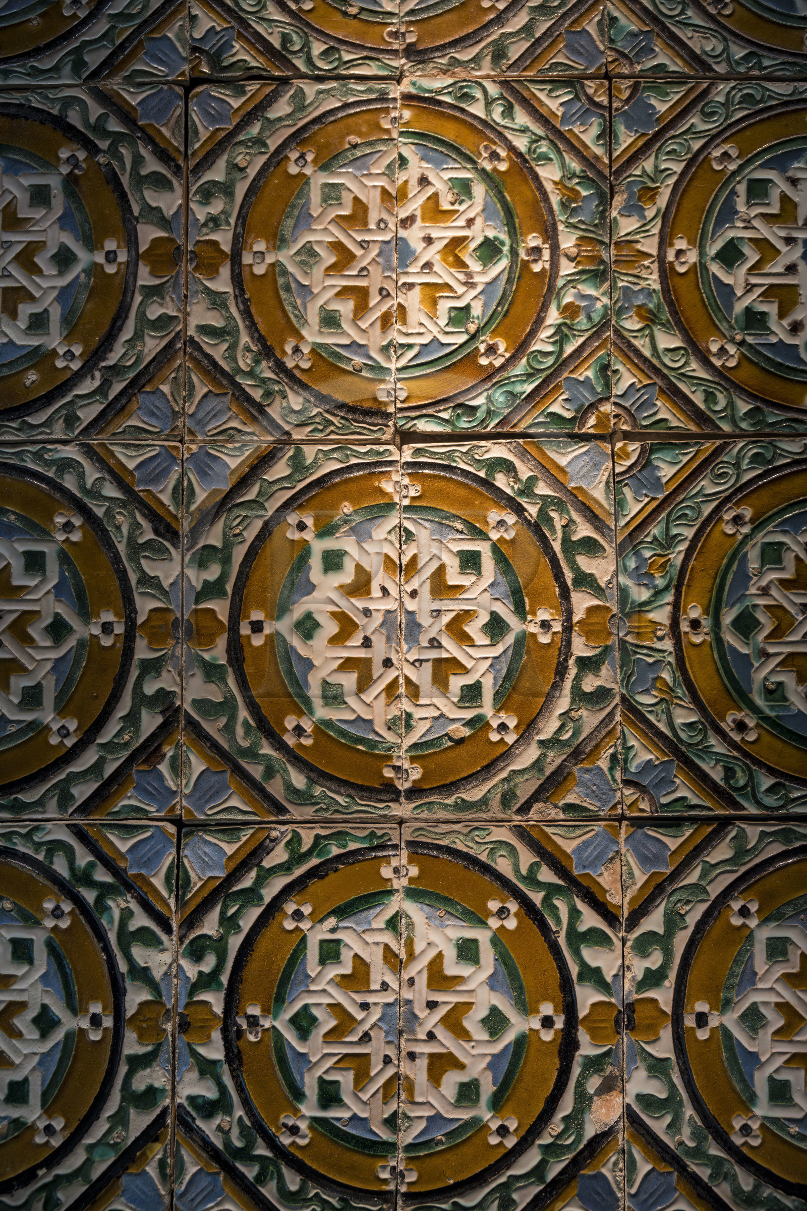 Spain, Andalusia, Seville, the Alcazar of Seville (Reales Alcazares de Sevilla), listed as World Heritage by UNESCO, zelliges of the  king don Pedro Palace (Palacio de Pedro I)