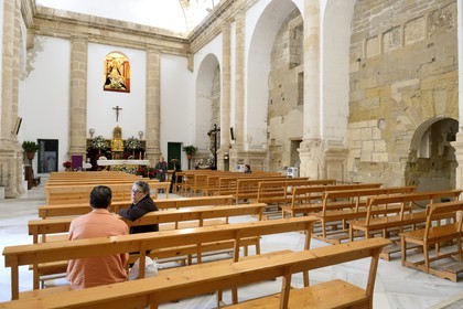 Spain, Andalusia, Almeria, Church of San Juan Evangelista, remnants of the qibla wall and mihrab of the former Great Mosque with a 12th century Almohad decoration