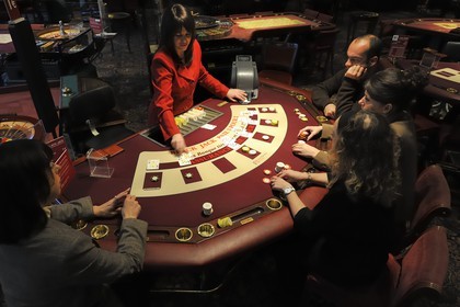 France, Calvados, Pays d'Auge, Deauville, the casino (Barriere group), black jack table