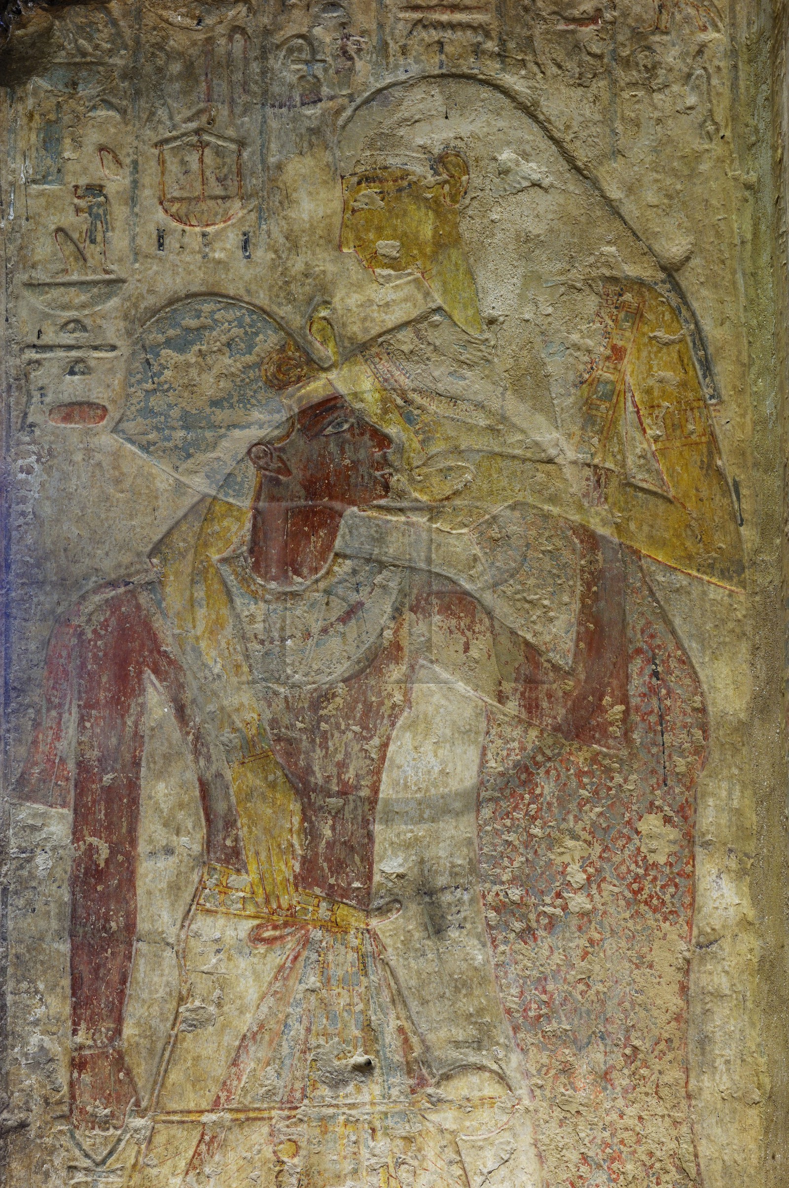 Egypte, Haute Egypte, Nubie, Lac Nasser, temple de Kalabsha, fresques du temple de Beit el-Wali, la déesse Isis allaitant Ramses II