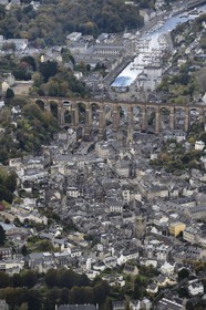 France, Finistere, Morlaix, the viaduct above the city center (aerial view)