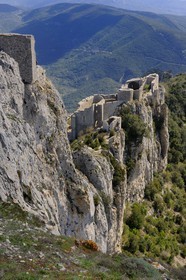 France, Aude, Peyrepertuse, the ruins of Cathar castle built in XIIth century