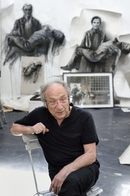 France, Ivry sur Seine, the artist Ernest Pignon-Ernest in his studio