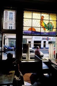 France, Nord, Lille, cock, a cafe sign