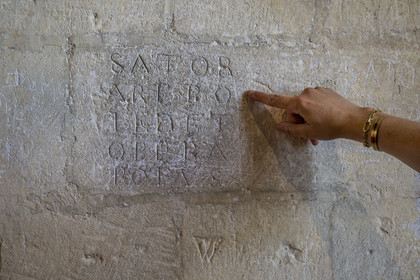 France, Bouches du Rhone, Tarascon, King René's castle dating from the 15th century, Sator square, magic square containing the Latin palindrome SATOR AREPO TENET OPERA ROTAS