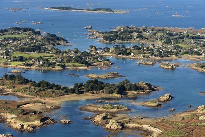 France, Cotes-d'Armor, Brehat island, west coast (aerial view)