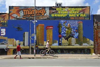 South Africa, Gauteng Province, Johannesburg, CBD (Central Business District), Maboneng district, murals on Main street
