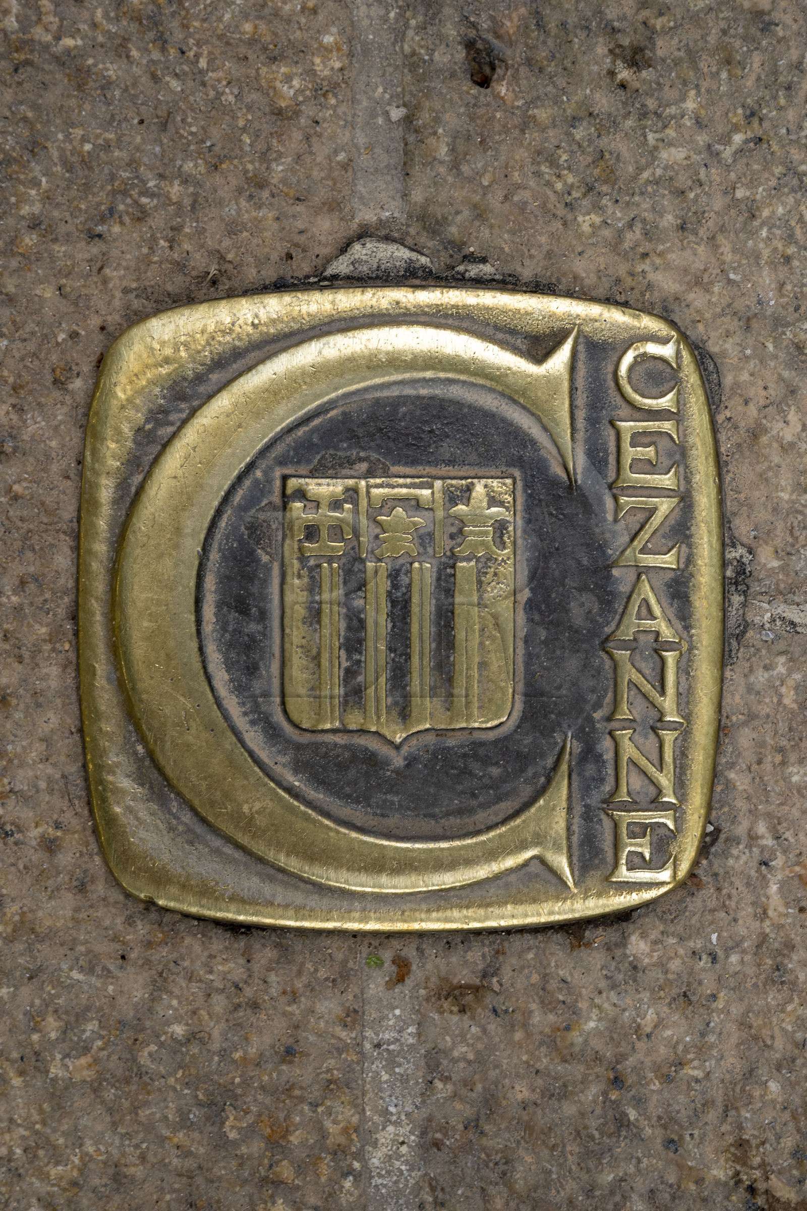 France, Bouches-du-Rhône (13), Aix en Provence, un des clous estampillés C qui retracent la vie de Paul Cezanne à Aix en proposant un parcours