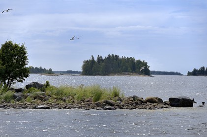Sweden, Vasterbotten County, Umea region, Norrbyskär islands which was one of the largest sawmills in Europe in the early 20th century