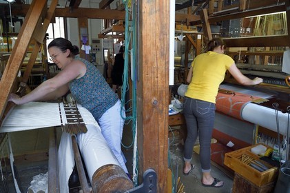 France, Var, Presqu'ile de Saint Tropez, Cogolin, the Manufacture Cogolin has been making rugs since 1924, most of them are woven by length on 19th century Jacquard hand looms
