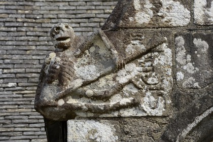 France, Finistere, Lannedern, the Church of St. Edern, statue of the Ankou (personification of death in Breton mythology)
