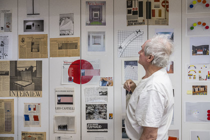 France, Paris, visual artist Jean-Pierre Raynaud in his studio apartment