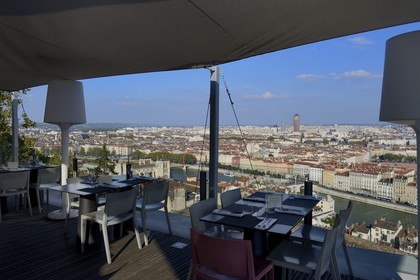 France, Rhone, Lyon, the Tetedoie gourmet restaurant on the upper slopes of the Fourviere hill