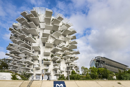 France, Herault, Montpellier, Richter district, the banks of the Lez river, L'Arbre Blanc, building designed by the Japanese architect Sou Foujimoto and the French architects Nicolas Laisne et Manal Rachdi