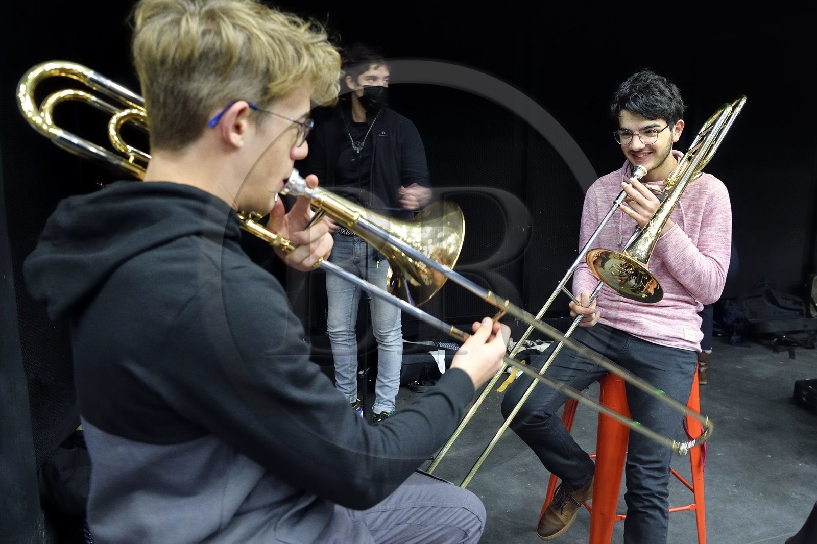 France, Meurthe-et-Moselle (54), Nancy, répétition de la Fanfare des Enfants du Boucher pour la grande fête de la Saint-Nicolas