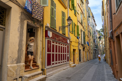 France, Alpes-Maritimes, Menton, old town, rue Longue is the old main artery of the medieval town
