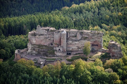 France, Bas Rhin, Lembach, Fleckenstein Castle (aerial view)