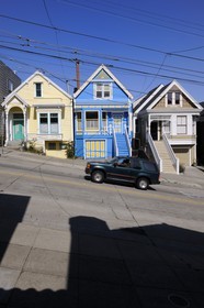 Etats-Unis, Californie, San Francisco, rue pentue (Castro steet) dans le quartier de Noe Valley