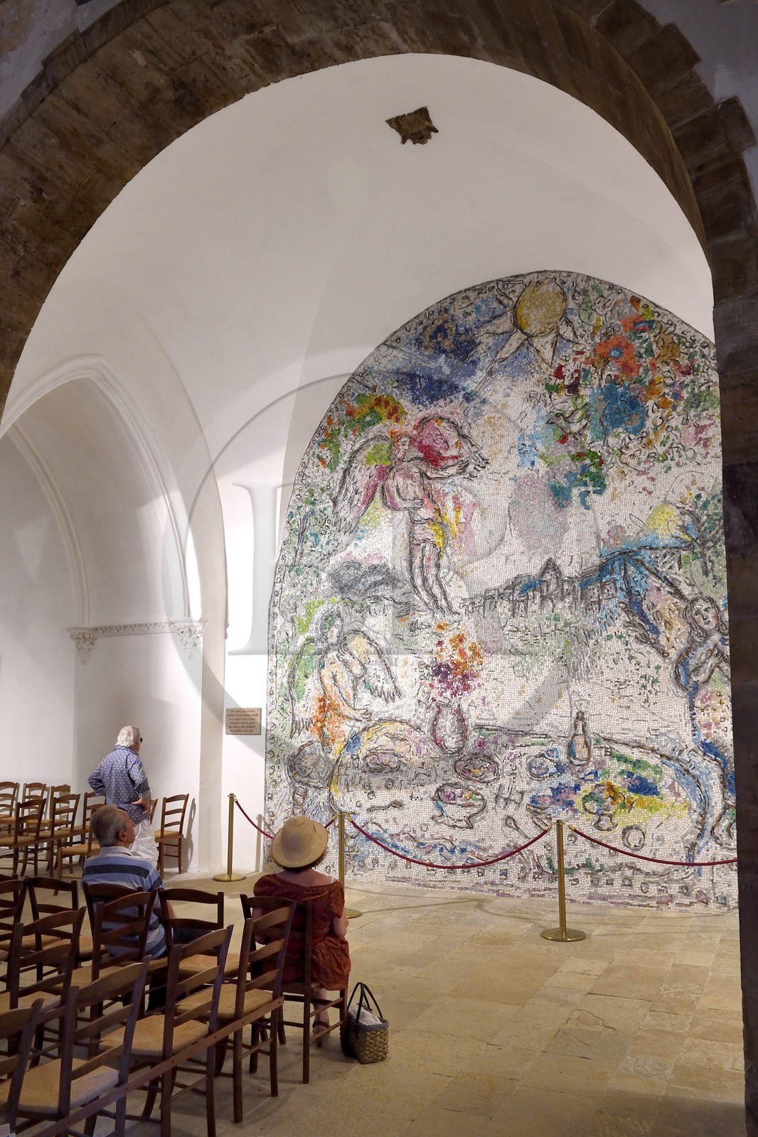 France, Var (83), La Dracénie, Les Arcs-sur-Argens, chapelle Sainte Roseline et abbatiale de l'ancien monastère de la Celle-Roubaud, grande mosaique murale réalisée en 1975 par Marc Chagall représentant Le repas des Anges