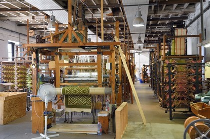 France, Var, Presqu'ile de Saint Tropez, Cogolin, the Manufacture Cogolin has been making rugs since 1924, most of them are woven by length on 19th century Jacquard hand looms
