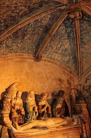 France, Mayenne (53), région d'Evron, la chapelle Rainsouin, la mise au tombeau du Christ
