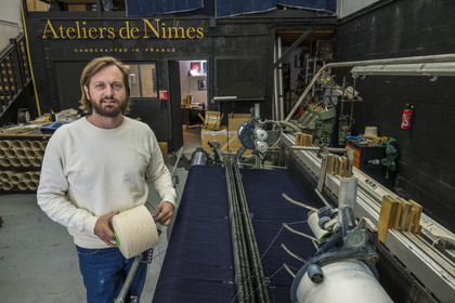 France, Gard, Nimes, Guillaume Sagot, founder of the Atelier de Nîmes which relaunched the manufacture of traditional denim fabrics