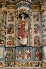 France, Finistère (29), Guimiliau, l'église et le calvaire dans l'enclos paroissial, Retable de Saint-Miliau