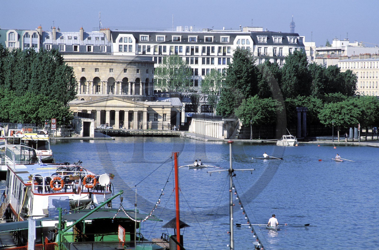 France, Paris, La Villette basin and the Rotunda, Ourcq canal