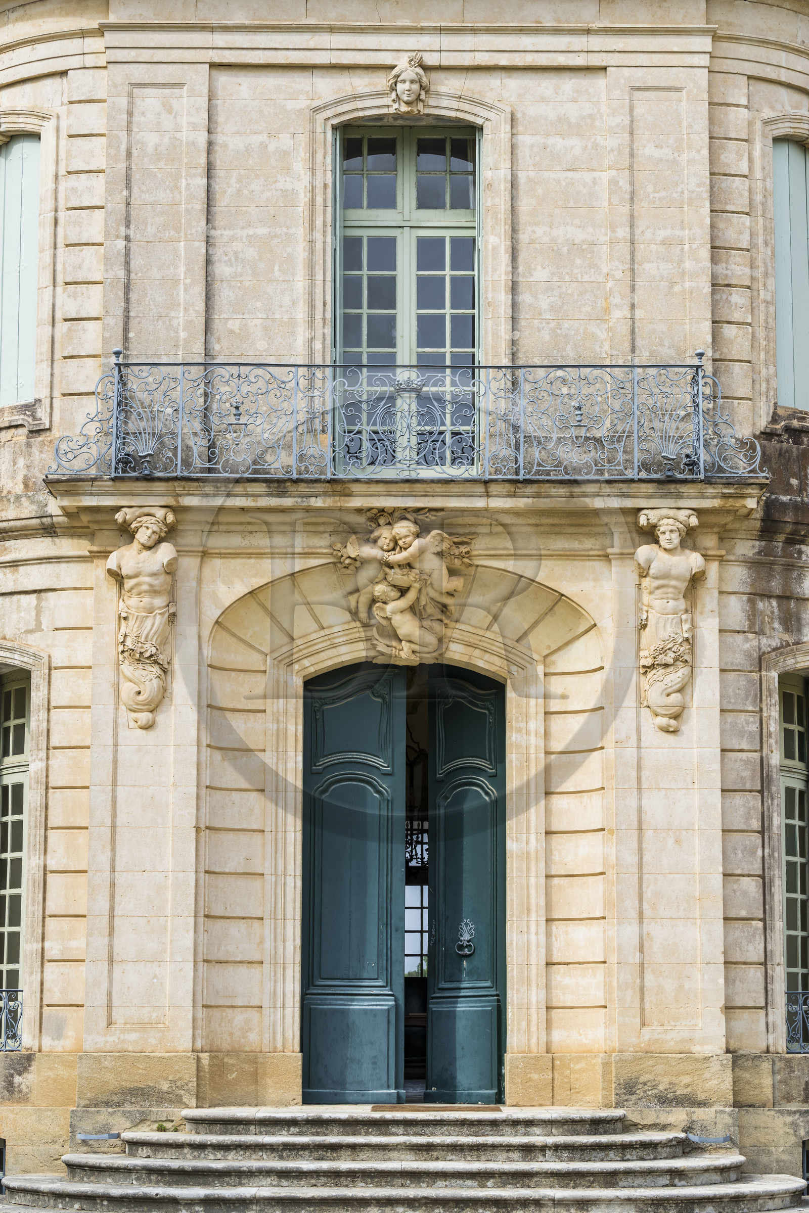 France, Herault, Lavérune, Chateau de l'Engarran, private mansion from the second half of the 18th century called Montpellier Folie, main facade