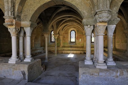 France, Aude, Fonfroide cistercian Abbey, the cloister and the chapter house