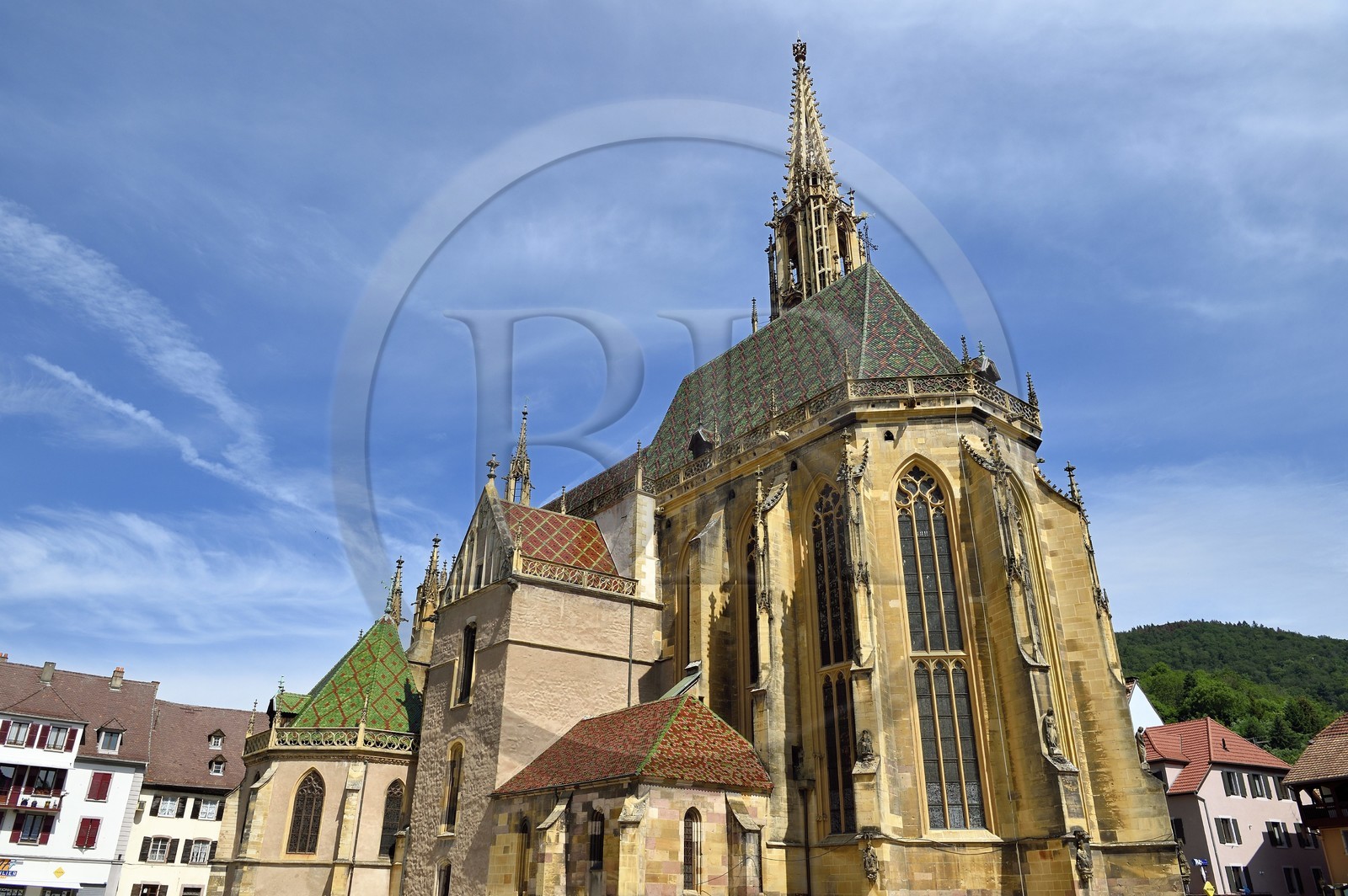 France, Haut-Rhin (68), Route des vins d'Alsace, Thann, la collégiale Saint-Thiebaut du XIVème siècle