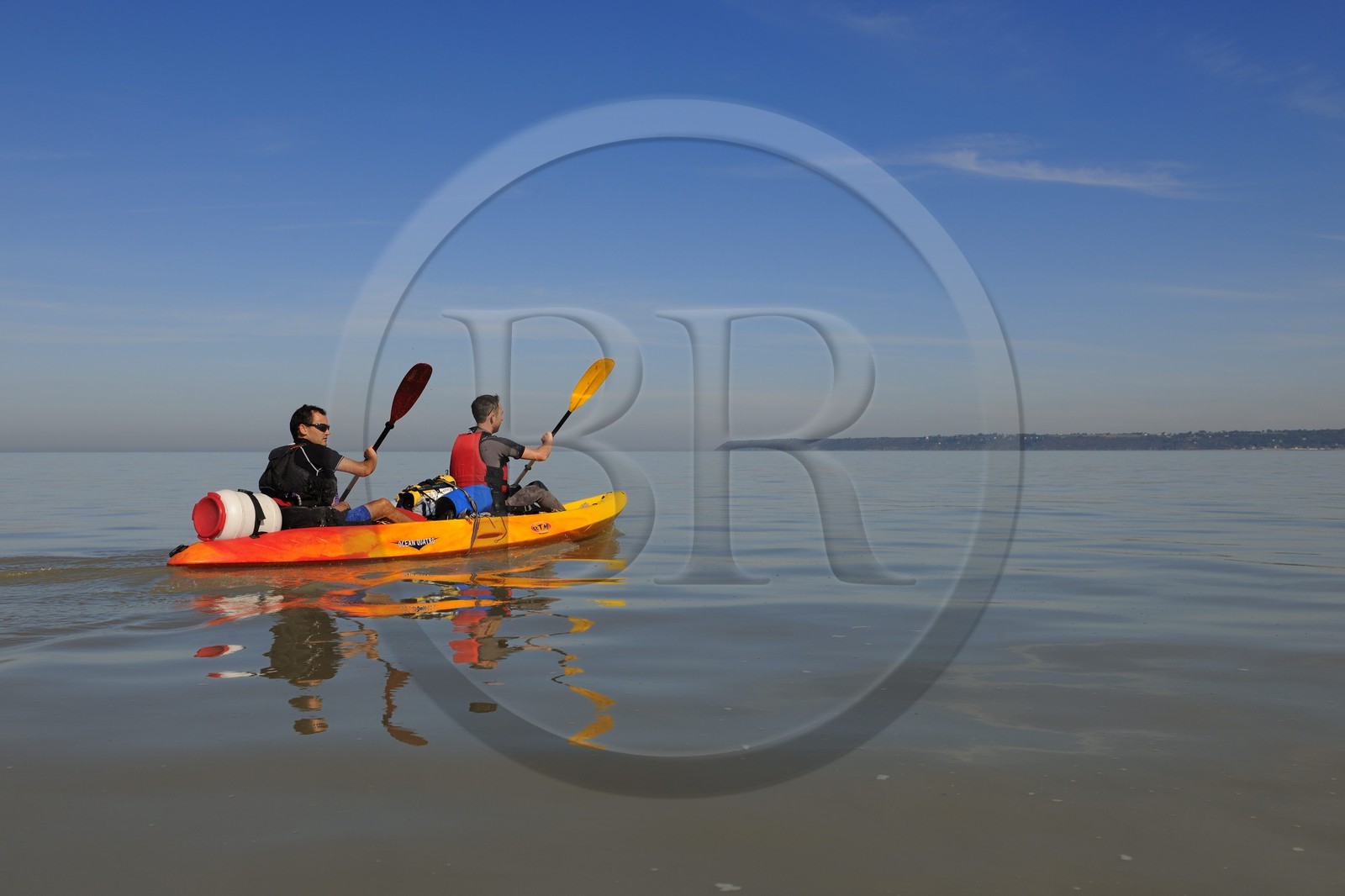 France, Manche, crossing the Bay of Mont Saint Michel in kayak France, Manche, crossing the Bay of Mont Saint Michel in kayak