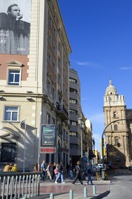 Espagne, Andalousie, Malaga, la cathédrale et affiche de Marlon Brando