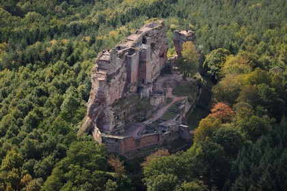 France, Bas Rhin, Lembach, Fleckenstein Castle (aerial view)