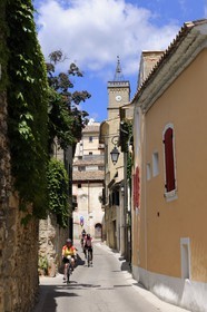 France, Gard, region of the Pays d'Uzege, Saint-Quentin-la-Poterie, Dr Blanchard street and the Clock Tower