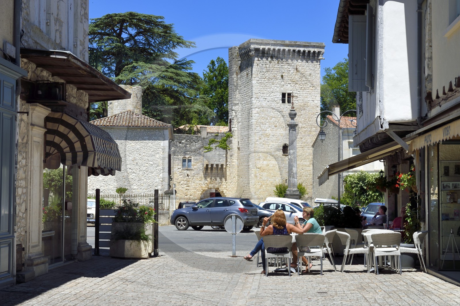France, Dordogne (24), Perigord Pourpre, Eymet, le chateau d'Eymet avec la tour Monseigneur