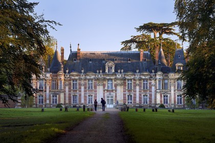 France, Seine-Maritime, Pays de Caux, Tourville sur Arques, château de Miromesnil, birthplace of the French writer Guy de Maupassant, North facade at the end of a tree-lined driveway
