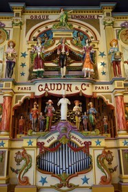 France, Rhone, Collonges au Mont d'Or, Paul Bocuse Restaurant L'abbaye de Collonges dedicated to receptions, personalized limonaire (barrel organ)