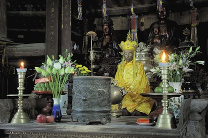 Vietnam, province de Ha Tay, pagode Thay ou pagode du Maître, statue du Maître