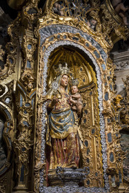 Spain, Andalusia, Seville, the cathedral, listed as World Heritage by UNESCO, chapel of the Star, Virgin of the Star (circa 1566), Rococo altarpiece from 1770
