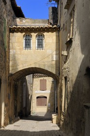 France, Gard, region of the Pays d'Uzege, Castillon-du-Gard, narrow street of the old village
