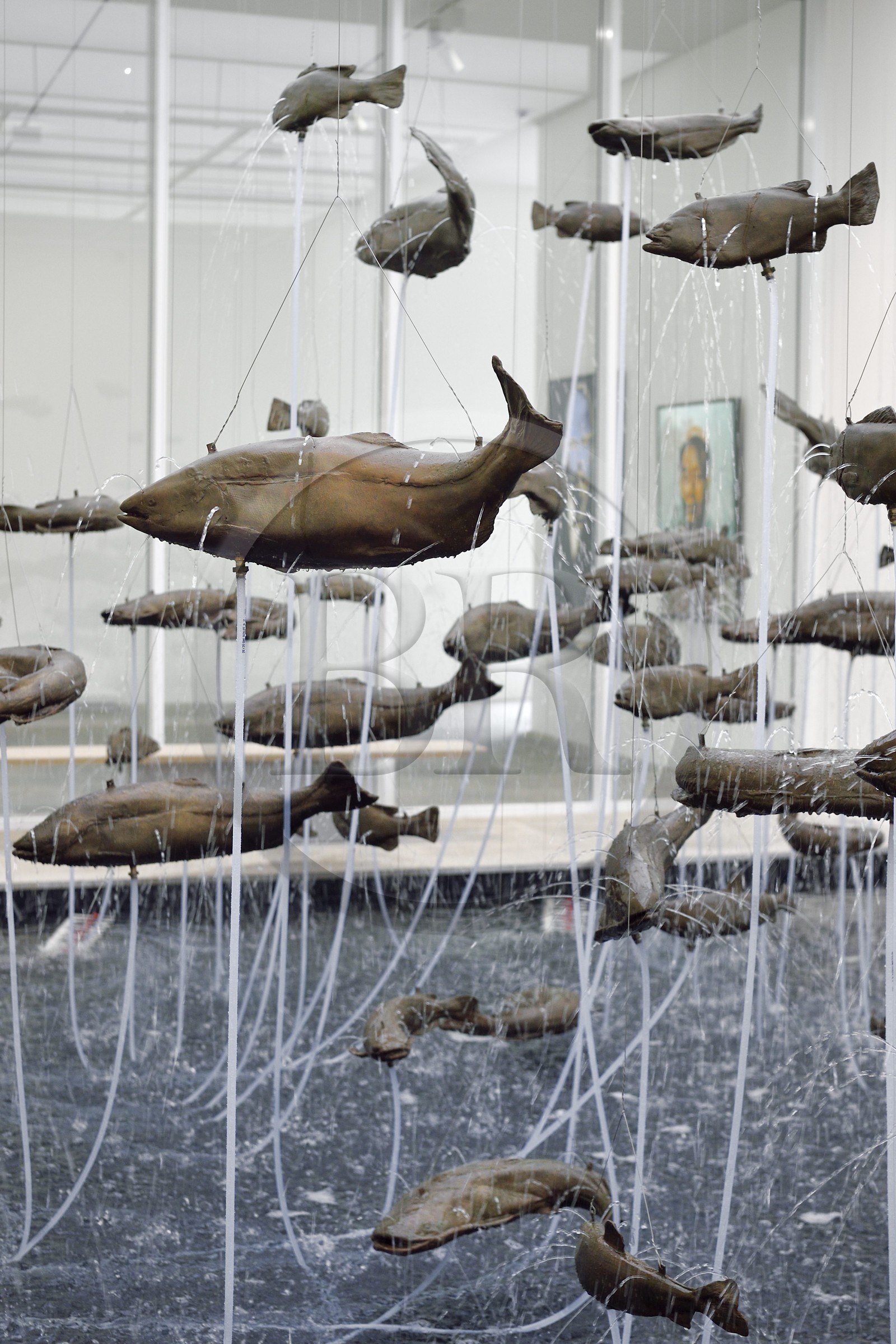 France, Var (83), Iles d'Hyères, parc national de Port Cros, Ile de Porquerolles, la Fondation Carmignac, One Hundred Fish Fountain (2005) de Bruce Nauman