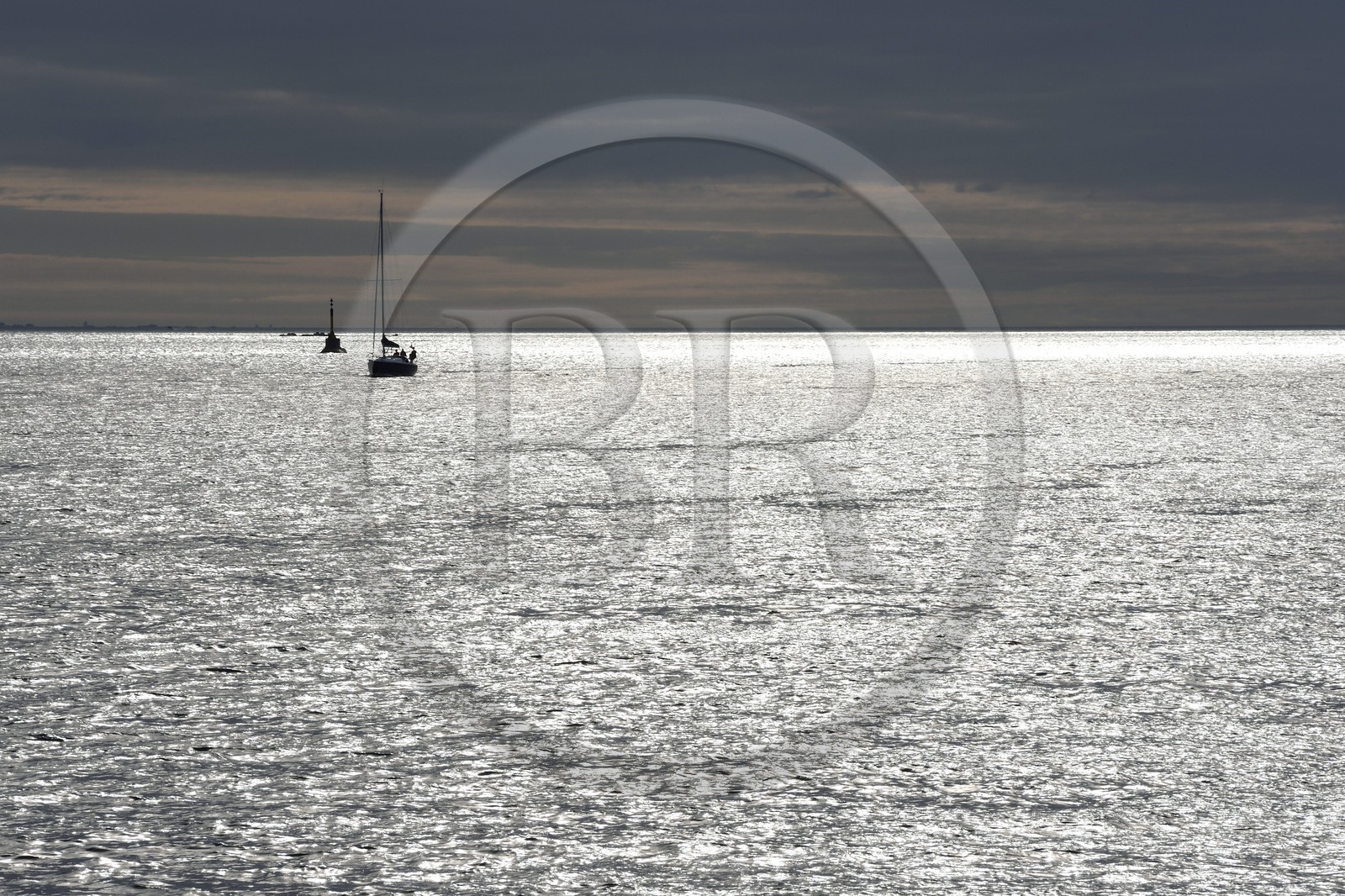 France, Finistère (29), voilier au large de l'Ile-de-Batz