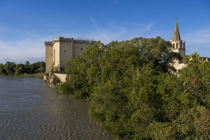 France, Bouches du Rhone, Tarascon, the 15th century castle of King René on the banks of the Rhone and the royal collegiate church of Sainte-Marthe built in the 11th and 12th centuries
