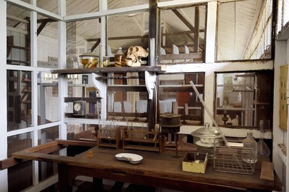 Gabon, Moyen-Ogooue Province, Lambaréné, the former Albert Schweitzer Hospital now a museum, the Grand Pharmacy (polyclinic), laboratory of Rhena Schweitzer-Miller, daughter of Dr. Schweitzer