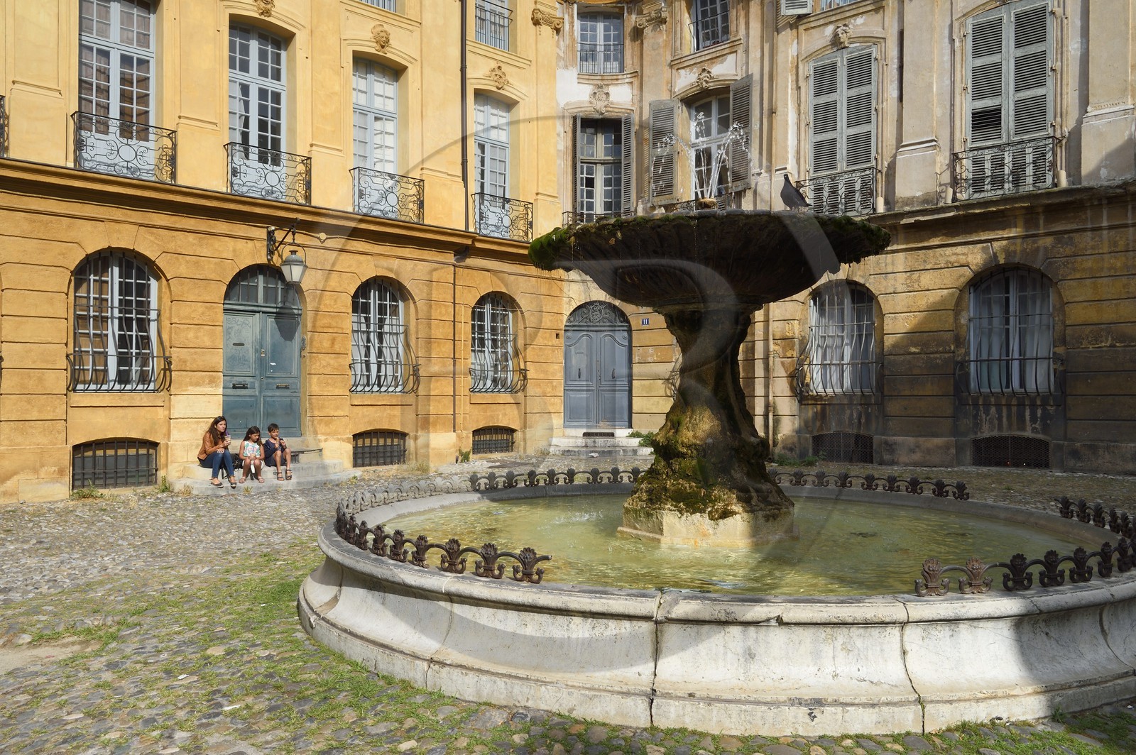 France, Bouches du Rhone, Aix en Provence, fountain of place Albertas