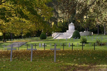 France, Meuse, Lorraine Regional Park, Cotes de Meuse, the village of Vieville-sous-les-Cotes, German military cemetery of the First World War