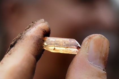 Brazil, Minas Gerais state, Ouro Preto area, open-air mine, imperial topaz found by a prospecter called a Garimpero (Gold Route, Estrada Real)