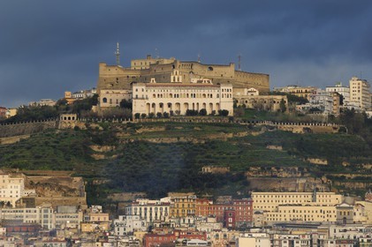 Italy, Campania, Naples, Historic center listed as World Heritage by UNESCO, Castel San Elmo on up side to Naples Hill